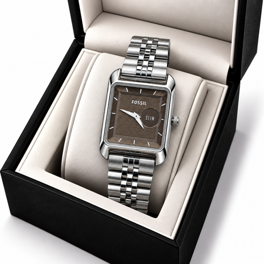 Fossil Slim Brown Textured Dial Stainless Steel Watch