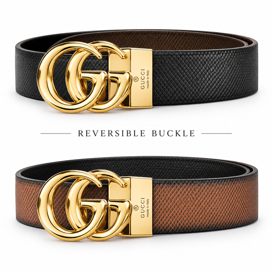 Gucci Premium Reversible GG-Style Textured Belt – Black & Brown