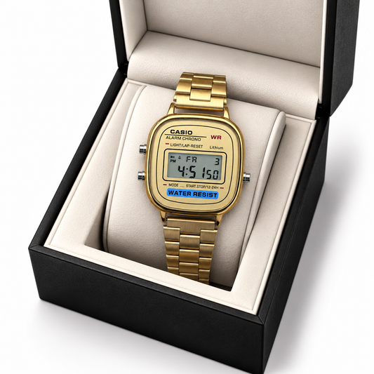 Vintage Gold-Tone Digital Chronograph Watch | Alarm | Stop Watch