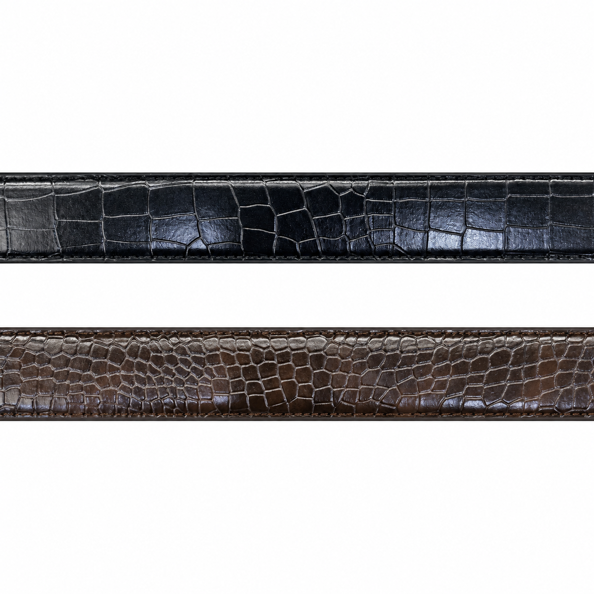 Coach Premium Reversible C-Buckle Crocodile Texture Belt – Black & Brown