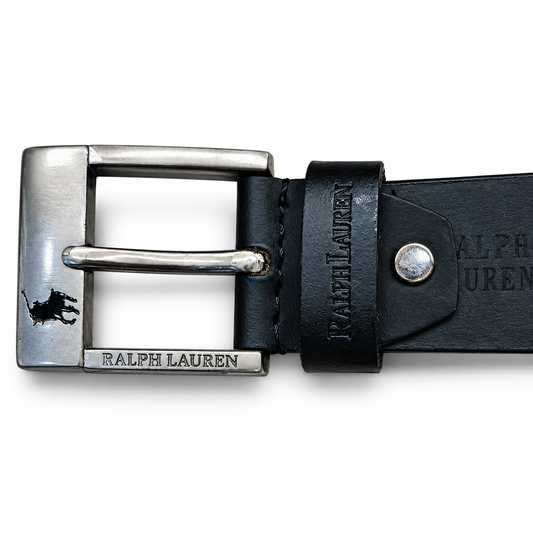 Ralph Lauren Classic Black Leather heavy Buckle Belt