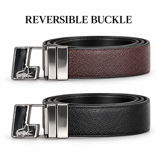 Premium Reversible Lacoste Buckle Belt – Black & Brown