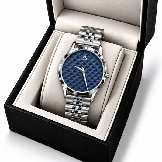 Calvin Klein Blue Textured Dial Stainless Steel Watch