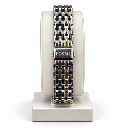Fossil Emerald Green Two-Tone Rectangular Watch