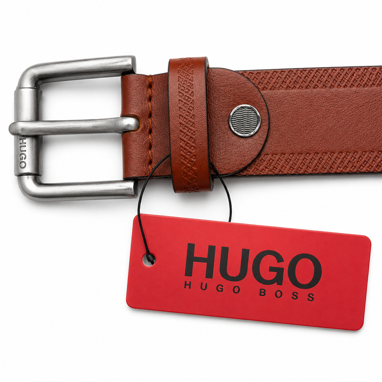 Hugo Classic Brown Leather Belt Woth Heavy Buckle