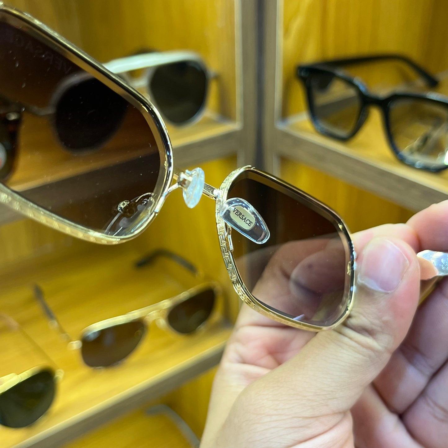 Varsace VE8066 Brown Shade Metal Frame Luxury Sunglass