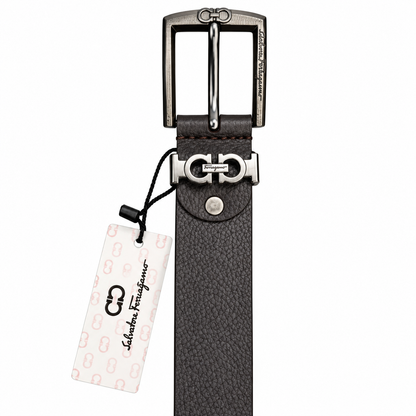 Ferragamo  Dark Brown Textured Leather Belt – Luxe Buckle
