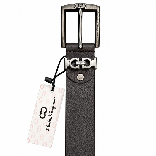 Ferragamo  Dark Brown Textured Leather Belt – Luxe Buckle