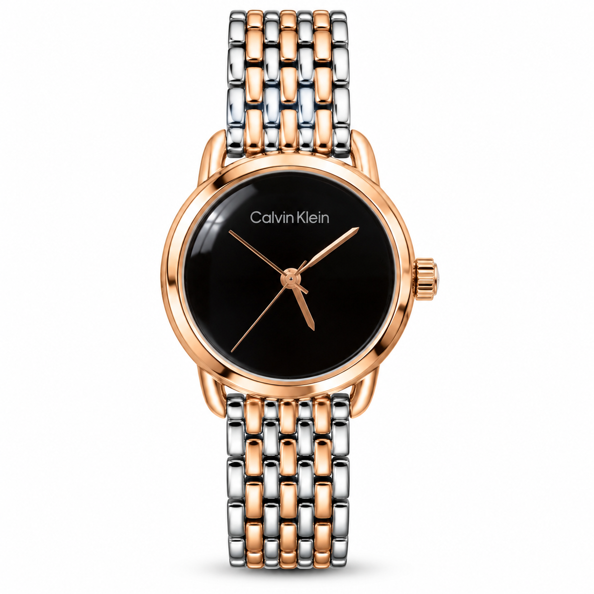Calvin Klein Black Dial Dual Tone Chain Gleam 25100012 Women’s Watch