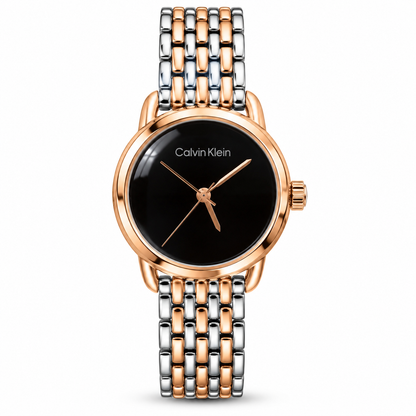 Calvin Klein Black Dial Dual Tone Chain Gleam 25100012 Women’s Watch
