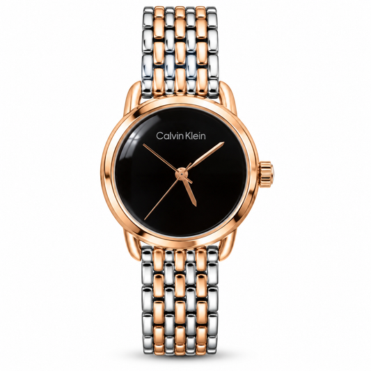 Calvin Klein Black Dial Dual Tone Chain Gleam 25100012 Women’s Watch