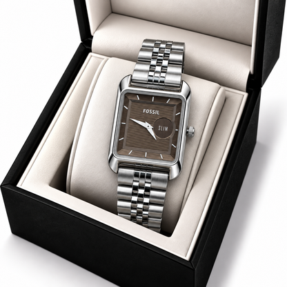 Fossil Slim Brown Textured Dial Stainless Steel Watch