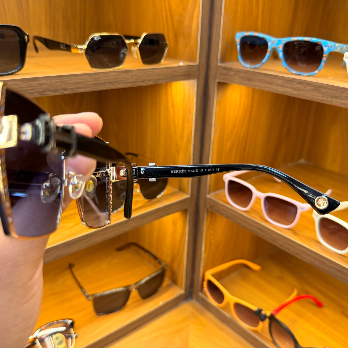 Hermes  7939 Square Oversize Glossy Black Stylish Trendy Premium Sunglasses for Women