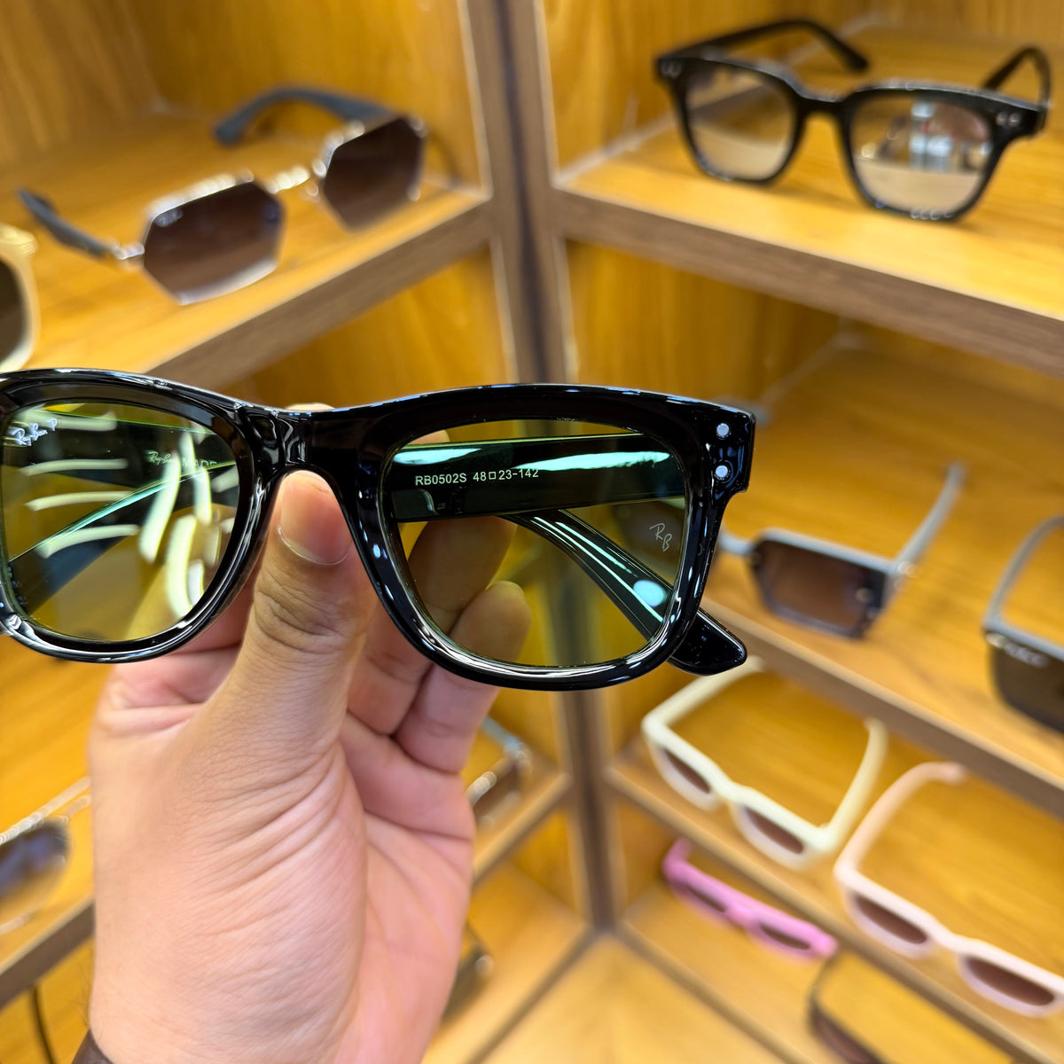 Rayban Reverse Black With Green Lens Premium Unisex Fashion Sunglass