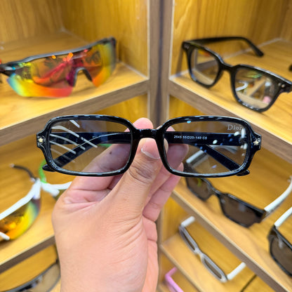 Dior 2545 Black Translucent Lens Rectangle Trending Premium Sunglasses
