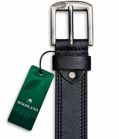 Woodland Classic Black Leather Belt