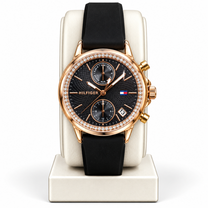 Tommy Hilfiger Multifunction Chronograph – Black & Rose Gold