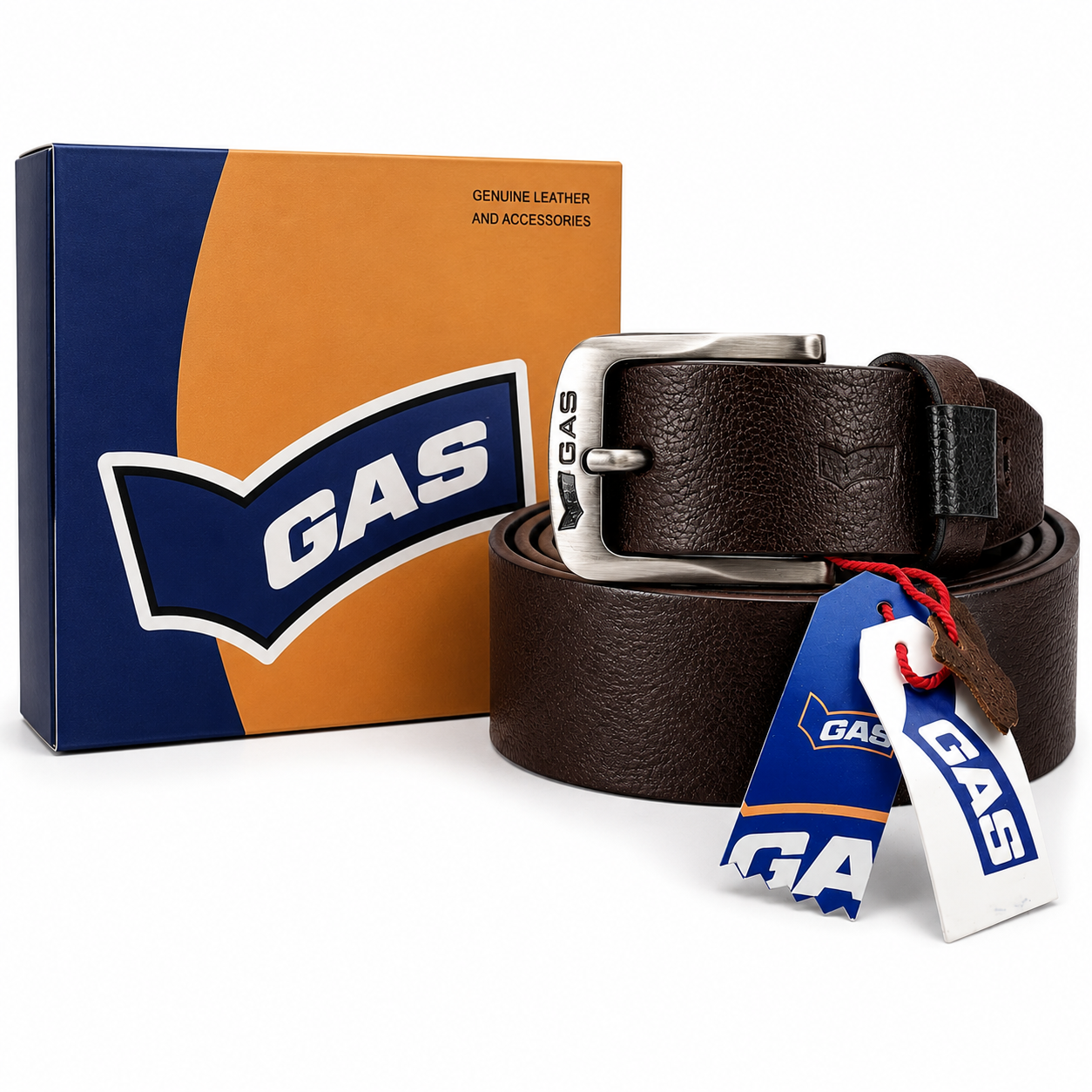 GAS Brown Textured Leather Belt
