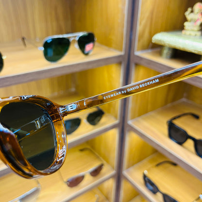David Beckham Classic Round Sunglasses - Brown Frame, Retro Style