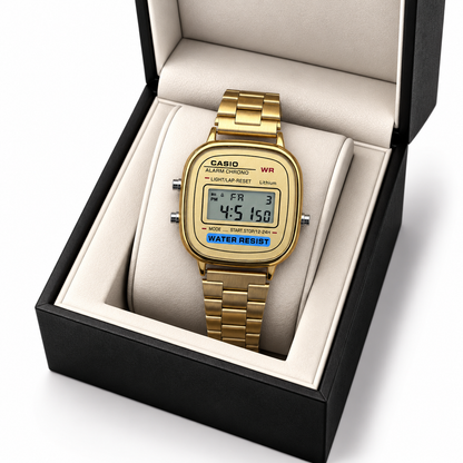 Vintage Gold-Tone Digital Chronograph Watch | Alarm | Stop Watch