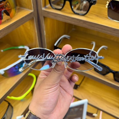 LV Oval Silver-Black (LV Arms) Premium Sunglasses
