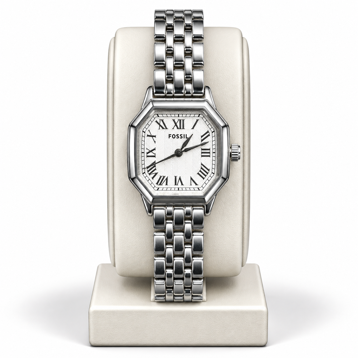 Fossil Silver Octagonal Roman Dial Luxury Watch