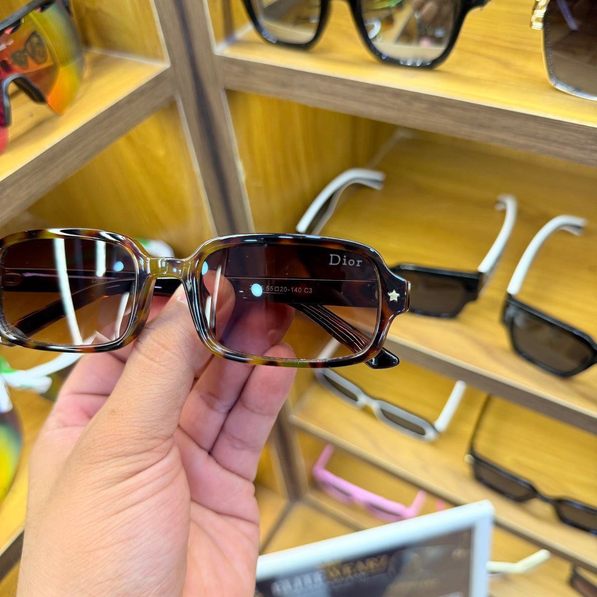 Dior 2545 Brown Leopard Print Rectangle Trending Premium Sunglasses