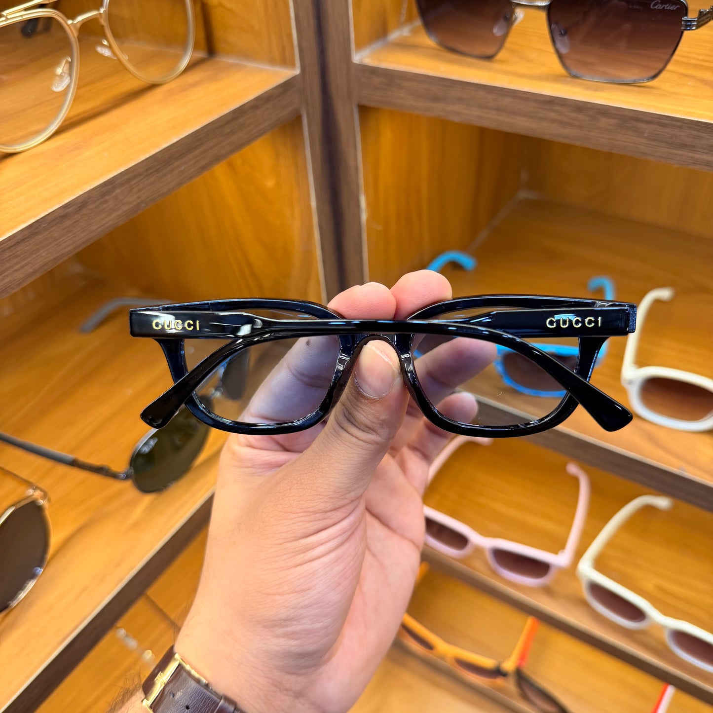 Gucci Black Stylish Transparent Frame Premium Sunglasses