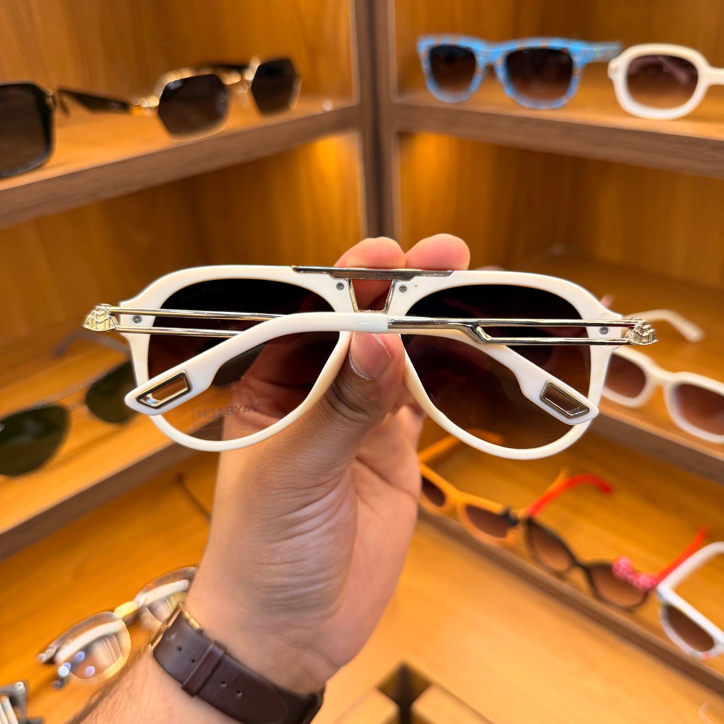 Maybach Aviator Style White Colour Premium Sunglasses