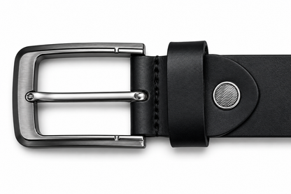 EW Plain Black Smooth Leather Belt