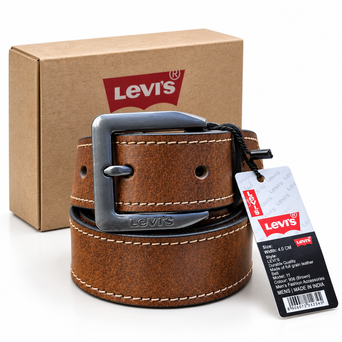 Levi’s Square Vintage Brown Leather Belt