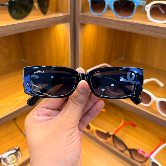 CHANEL Black Rectangle Stylish Trendy Premium Sunglasses