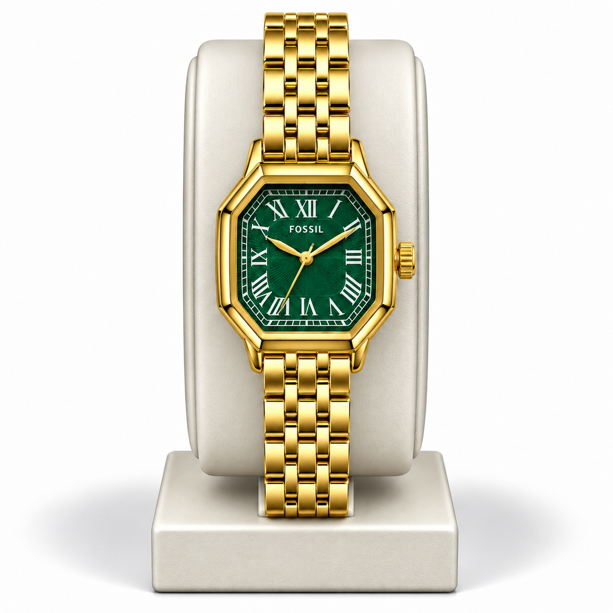 Fossil Green Gold-Tone Roman Dial Watch
