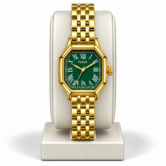Fossil Green Gold-Tone Roman Dial Watch