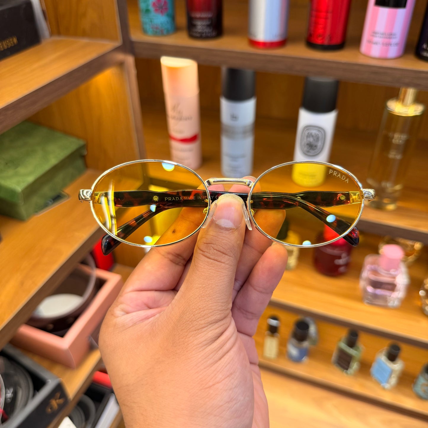 Prada Milano Oval Yellow Lens Premium Sunglass