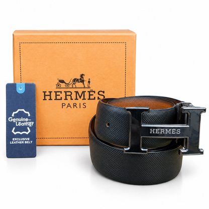 Hermès Premium Reversible Leather Belt – Black & Tan Brown