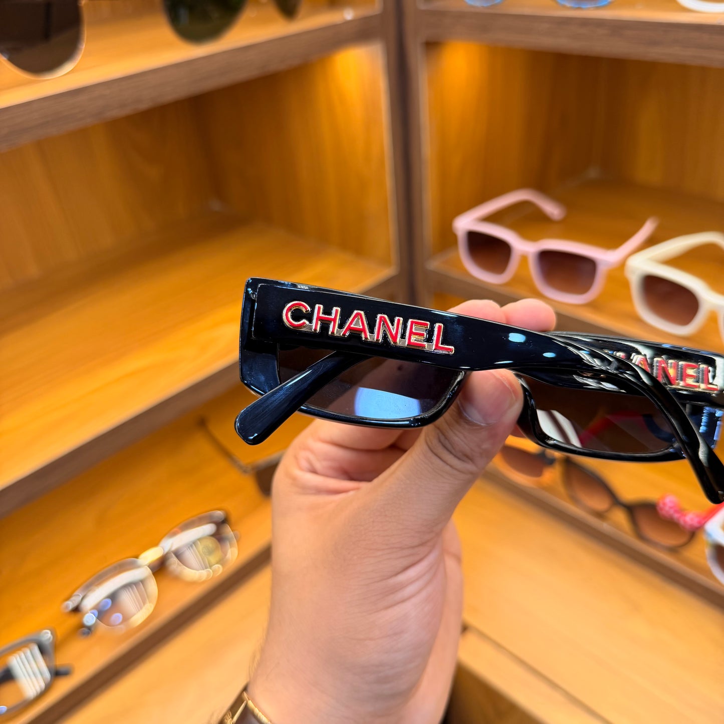 CHANEL Black Rectangle Stylish Trendy Premium Sunglasses