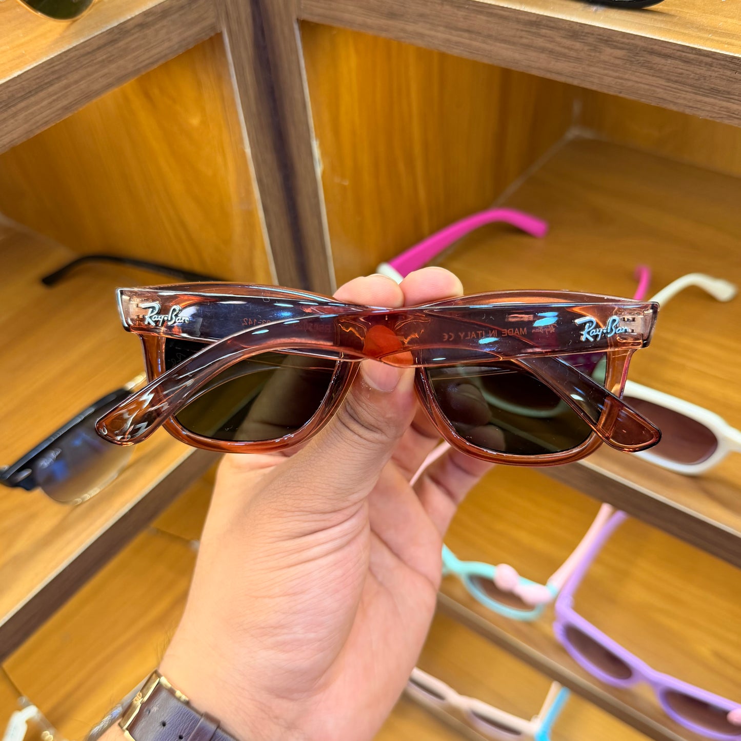 RB Reverse Brown With Black Lens Premium Unisex Fashion Sunglass