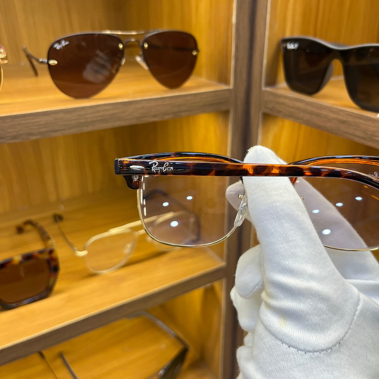 Ray Ban Clubmaster leopard Print photo-chromic Transparent Premium Sunglass