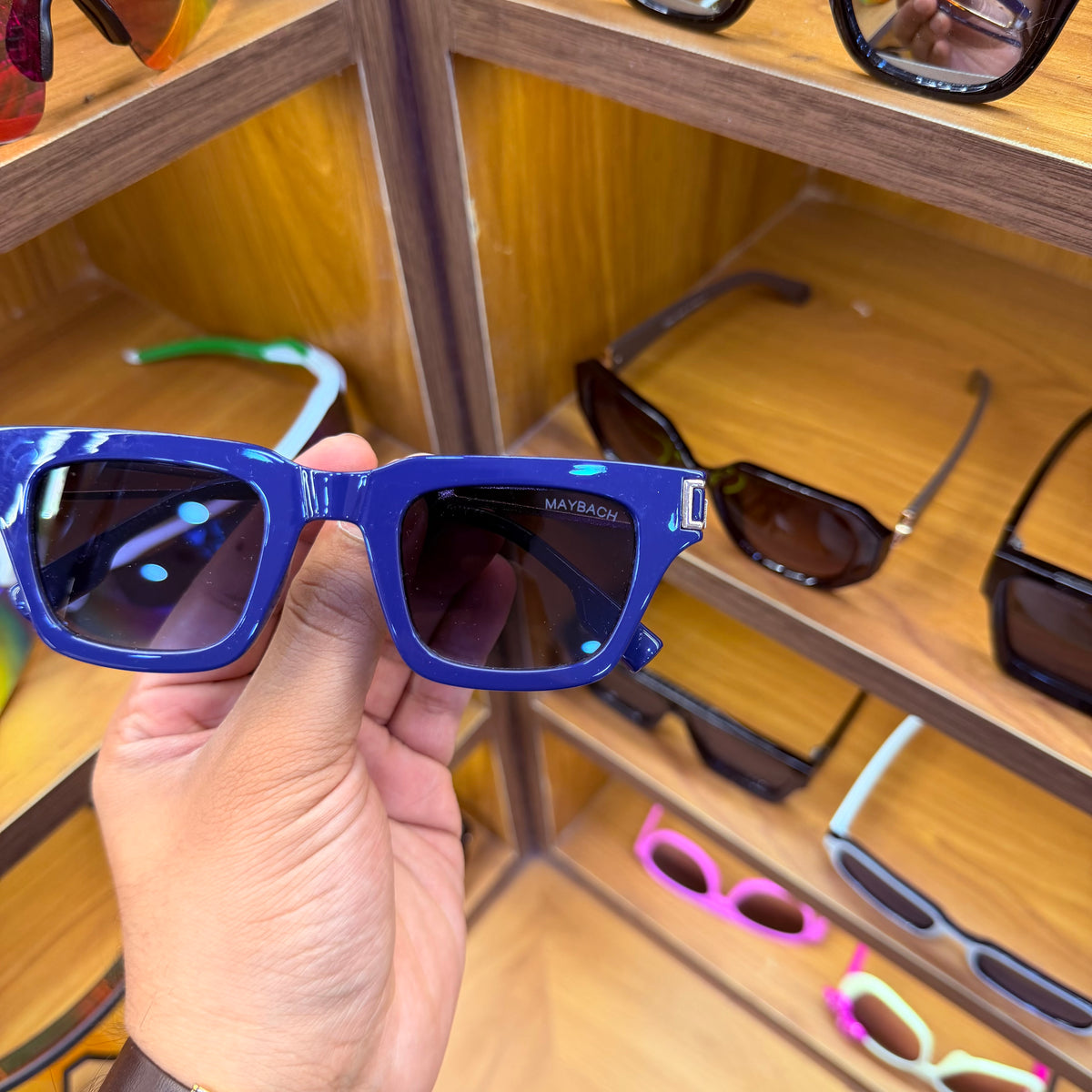 Maybach Blue Colour Square Premium Sunglasses