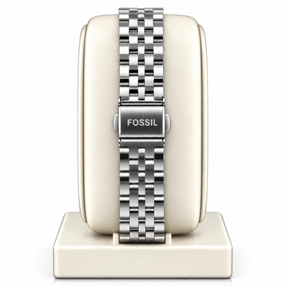 Fossil Harlow Analog Watch – Black Textured Roman Numeral Dial, Silver-Tone Octagonal Case & Stainless Steel Bracelet