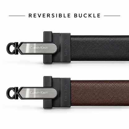 Calvin Klein CK Matt Black Reversible Black & Brown Textured Belt