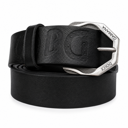 Dolce & Gabbana Black Classic Embossed Buckle Leather Belt