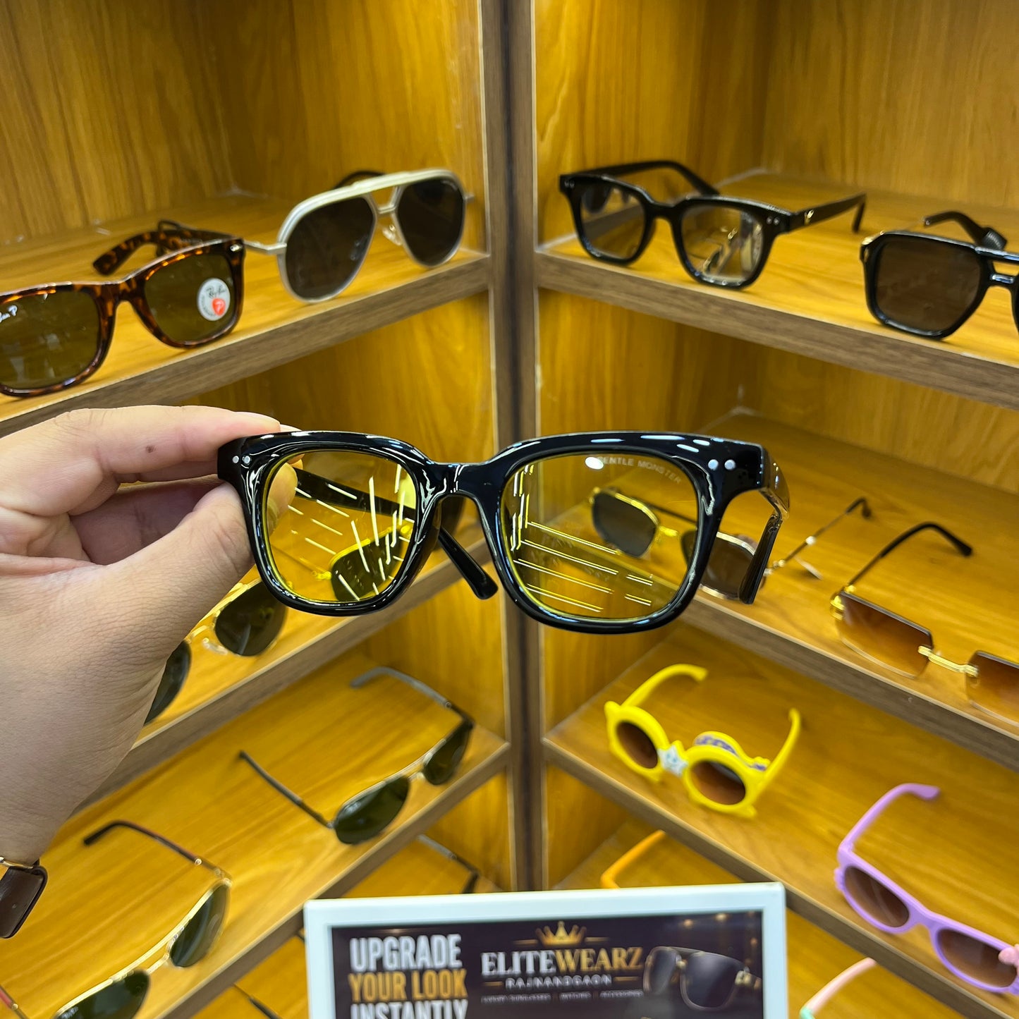 Gentle Monster Yellow Lens [ South Side 01 ] Acetate Square Glasses in Black 48-22-152