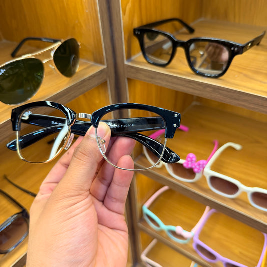 RB Club-master Reverse Black-Transparent Lens Premium Unisex Fashion Sunglass