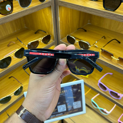 Prada Black Rectangle 3835 Unisex Sunglasses