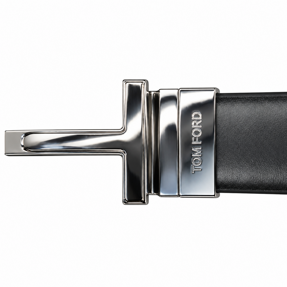 Tom Ford Premium Quality Reversible Black & Dark Brown Leather Belt for Men with Signature T Buckle