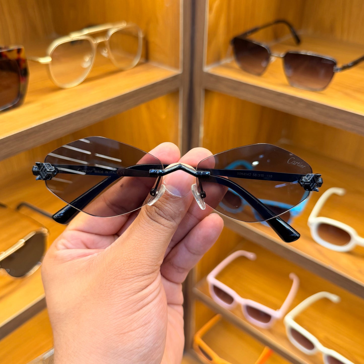 Cartier Black Colour Geomatic Frame-less Premium Sunglasses
