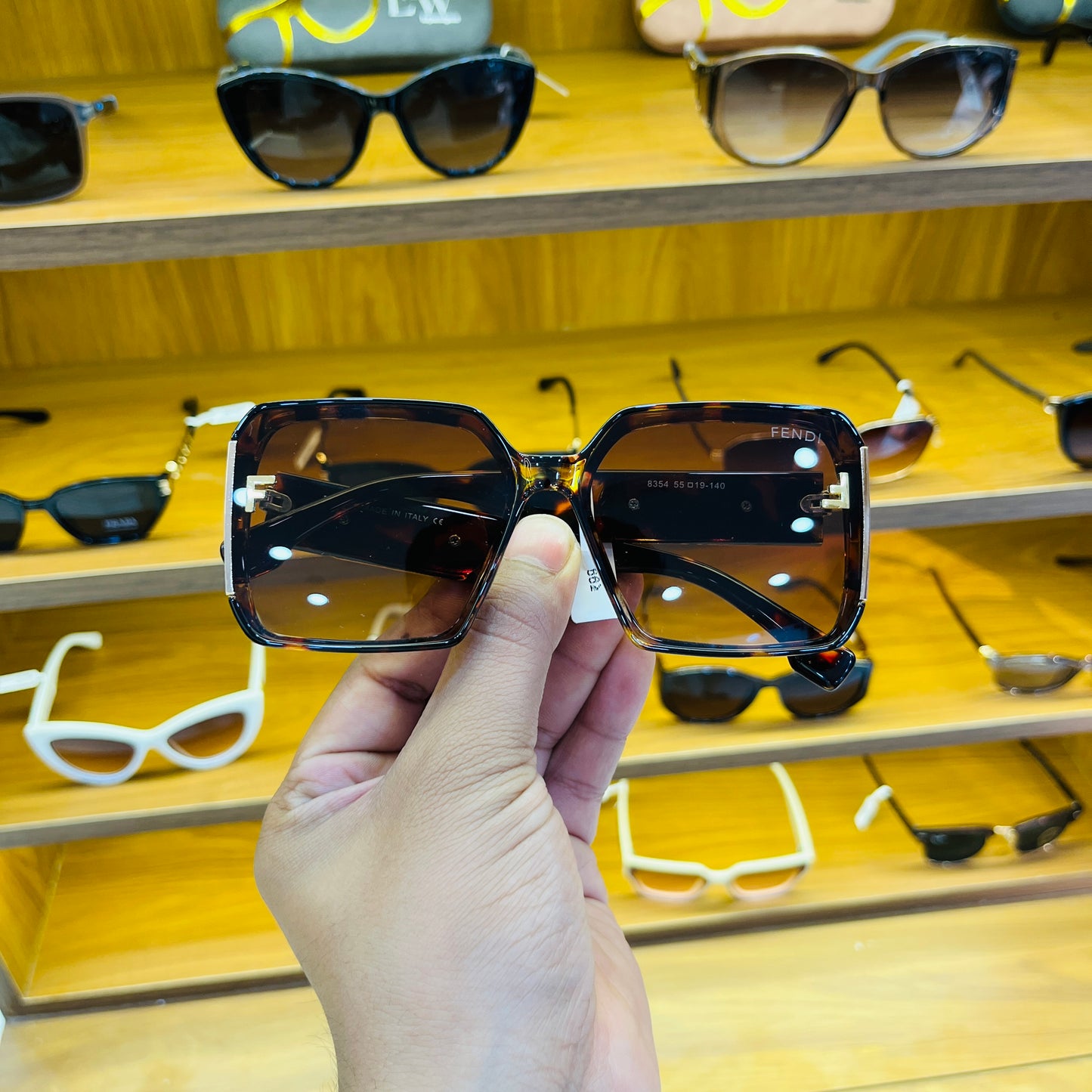 FENDI Brown Square Shape Premium Sunglasses