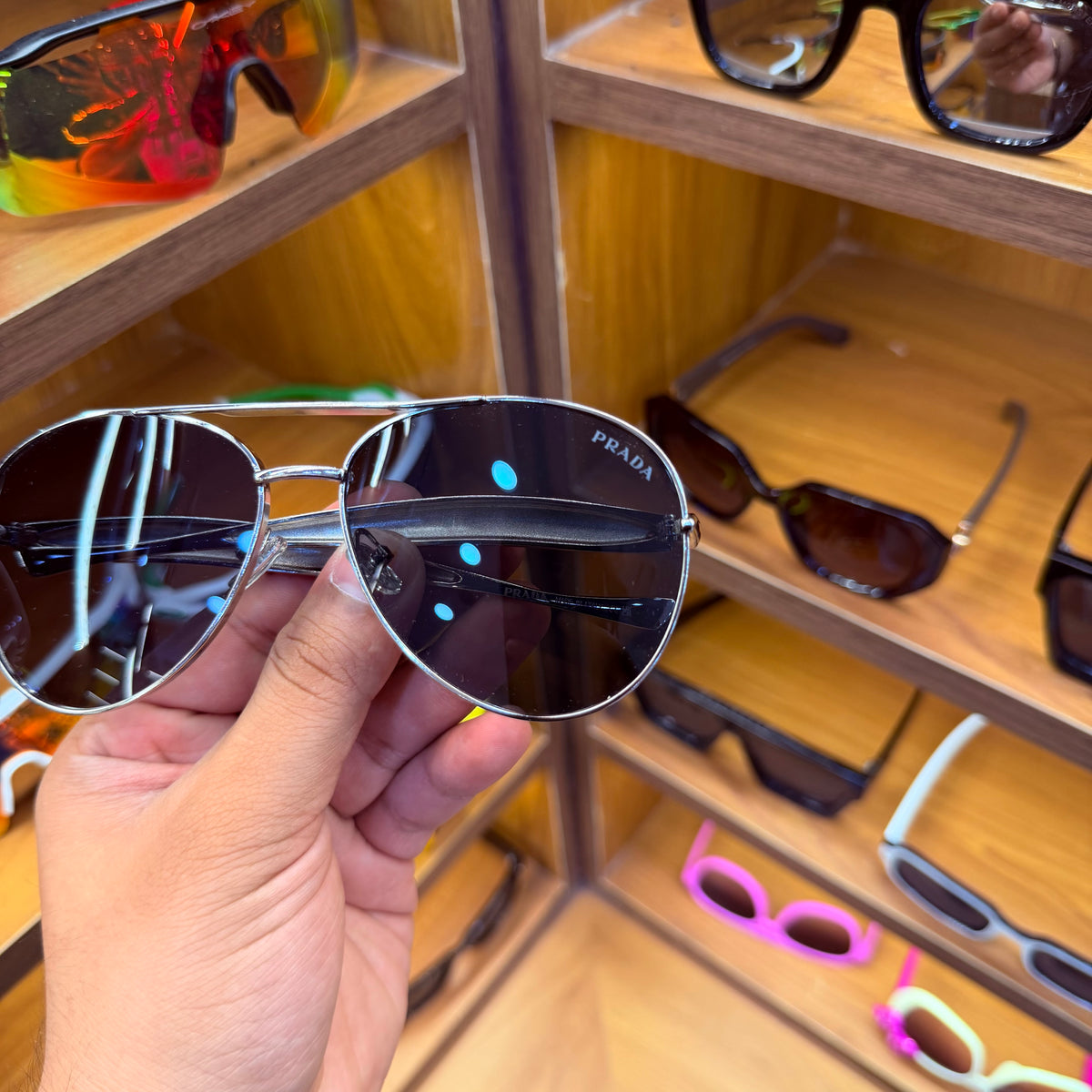 Prada Aviator Style Silver Metal Frame Premium Fashion Sunglass